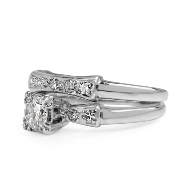 Platinum Vintage Old and Single Cut Diamond Ring Set