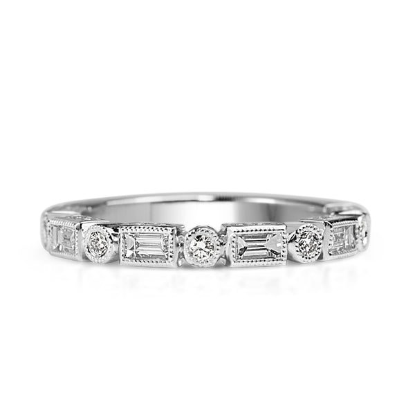 18ct White Gold Deco Style Diamond Band