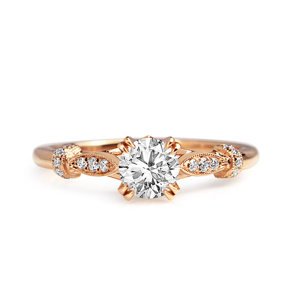 18ct Rose Gold Vintage Style Solitaire Ring
