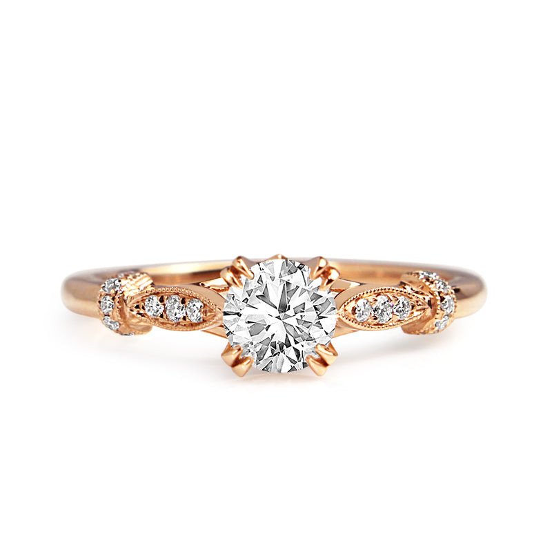 18ct Rose Gold Vintage Style Solitaire Ring