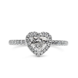 Platinum Heart Diamond Halo Ring