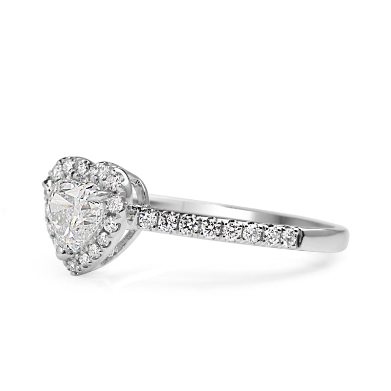 Platinum Heart Diamond Halo Ring