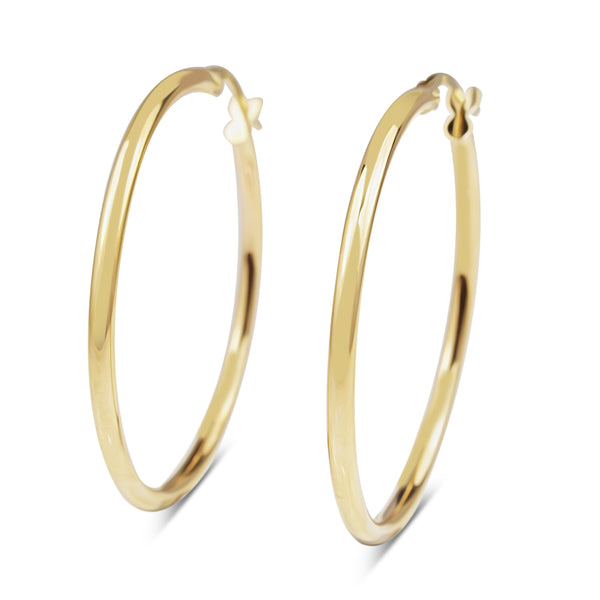 9ct Yellow Gold 35mm Hoop Earrings