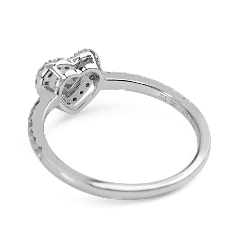 Platinum Heart Diamond Halo Ring