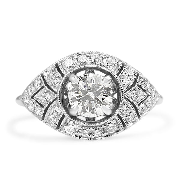 18ct White Gold Deco Style Diamond Ring