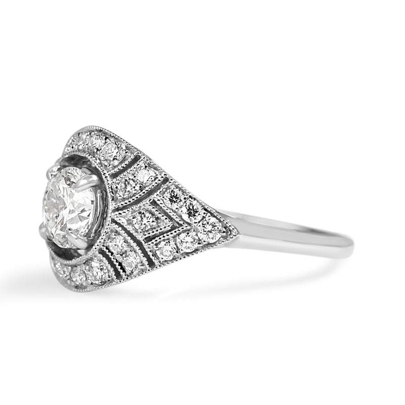 18ct White Gold Deco Style Diamond Ring