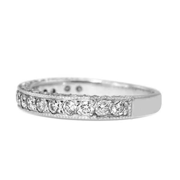 18ct White Gold Grain Set Diamond Band Ring