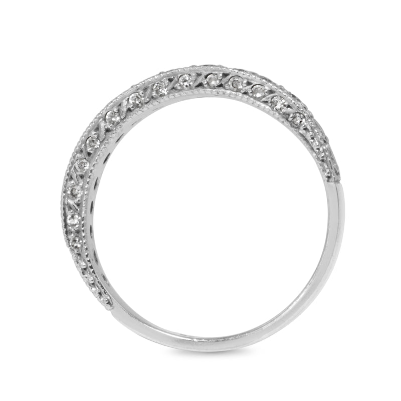 18ct White Gold Grain Set Diamond Band Ring