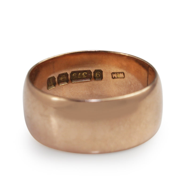 9ct Rose Gold Antique Cigar Band Ring - Circa 1916