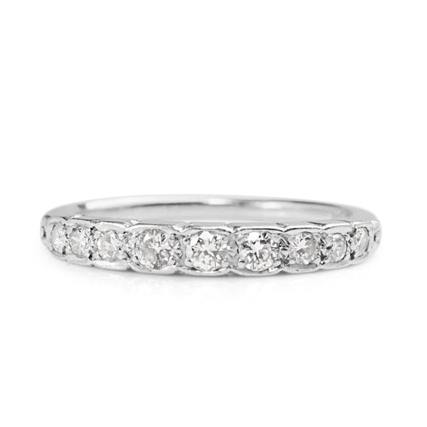 18ct White Gold Vintage Diamond Band Ring