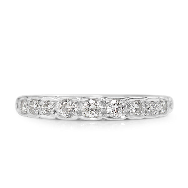 18ct White Gold Vintage Diamond Band Ring