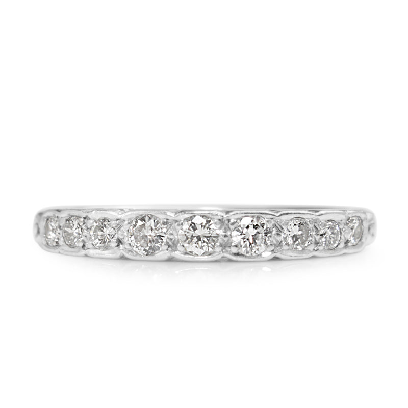 18ct White Gold Vintage Diamond Band Ring