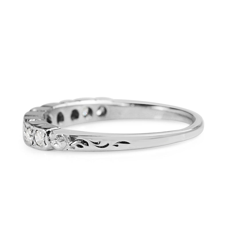 18ct White Gold Vintage Diamond Band Ring