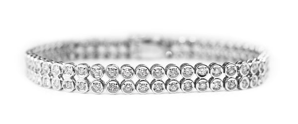 Platinum 2ct Double Row Diamond Tennis Bracelet
