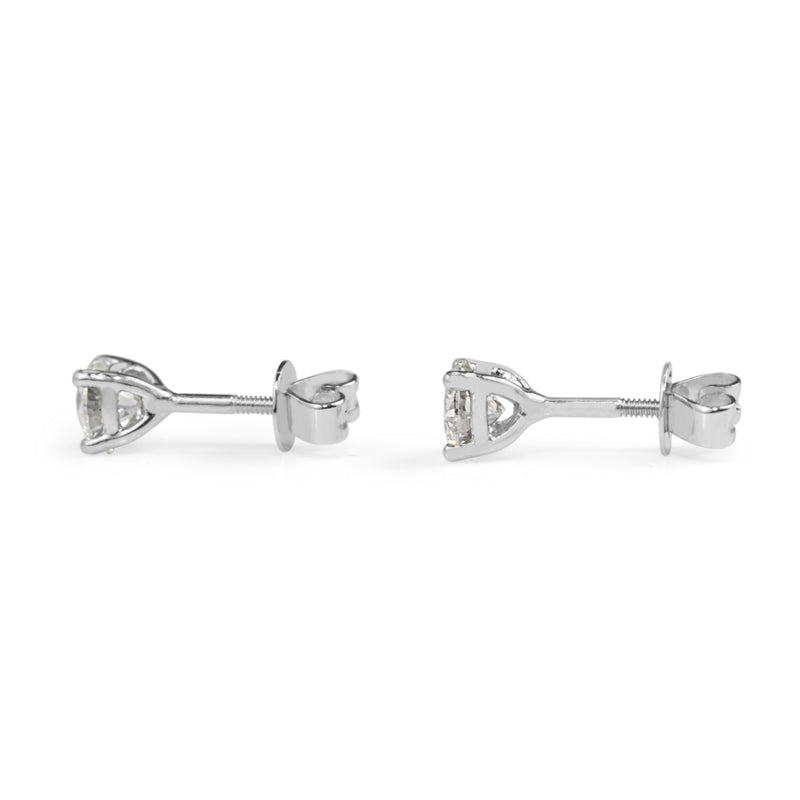 18ct White Gold .80pt Diamond Stud Earrings