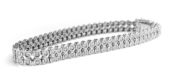 Platinum 2ct Double Row Diamond Tennis Bracelet
