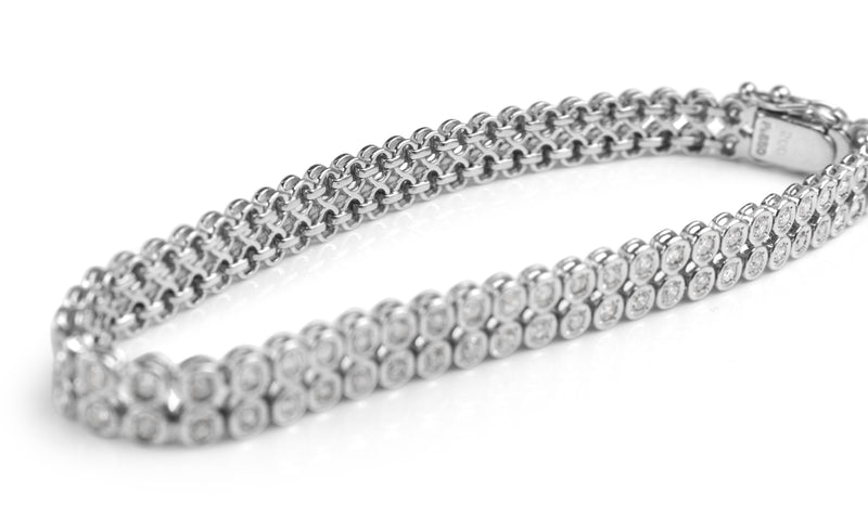 Platinum 2ct Double Row Diamond Tennis Bracelet