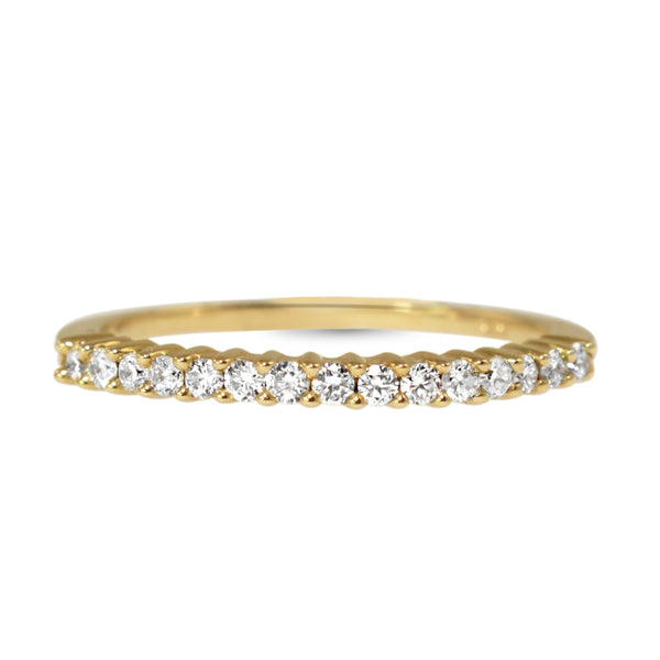 9ct Yellow Gold Fine 2mm Diamond Band Ring