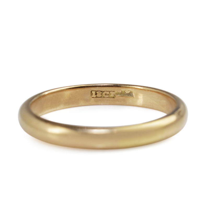 18ct Yellow Gold Antique Plain Band Ring - Circa 1911