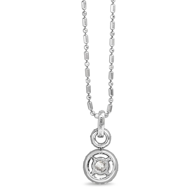 18ct White Gold Double Diamond Halo Necklace with 14ct Chain