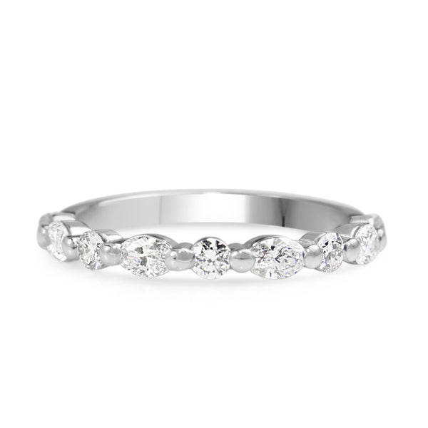 18ct White Gold Oval and Round Diamond Band Ring