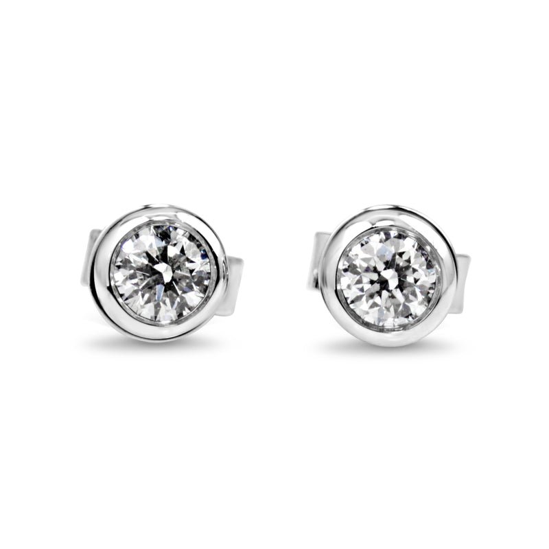 9ct White Gold .30ct Bezel Diamond Stud Earrings