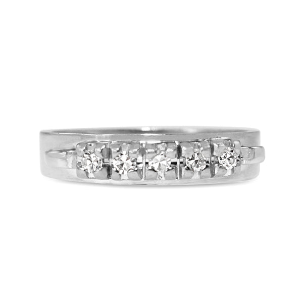 18ct White Gold and Palladium Vintage Diamond Ring