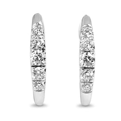 9ct White Gold Graduated Diamond Hoop Earrings