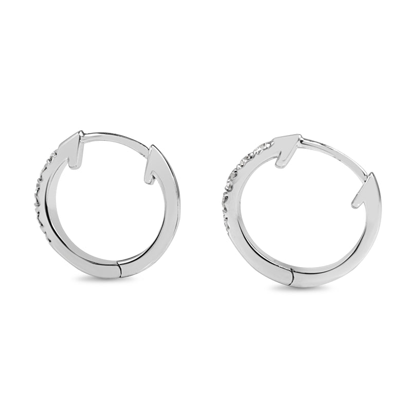 9ct White Gold Graduated Diamond Hoop Earrings