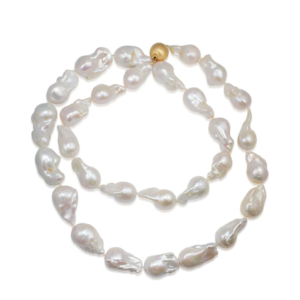 Fresh Water Baroque Pearl Necklace on 14ct Yellow Gold Clasp