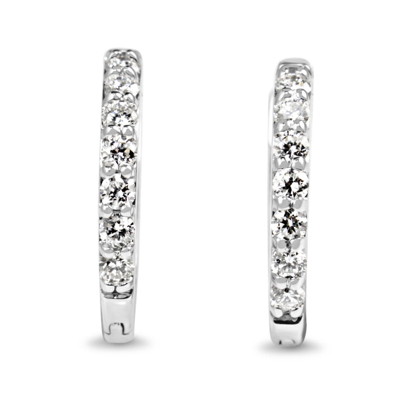 9ct White Gold Fine Diamond Hoop Earrings