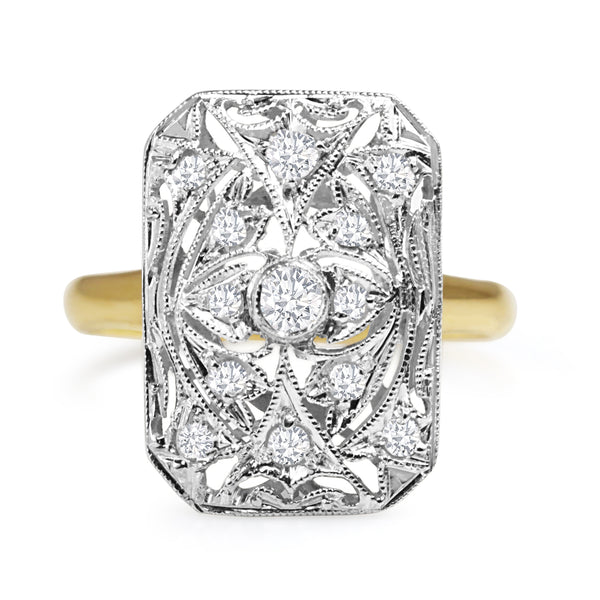 Platinum and 18ct Yellow Gold Art Deco Old Cut Diamond Ring