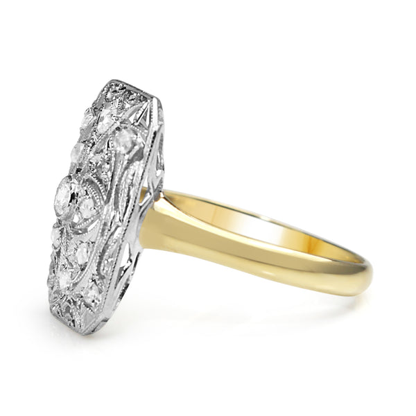 Platinum and 18ct Yellow Gold Art Deco Old Cut Diamond Ring