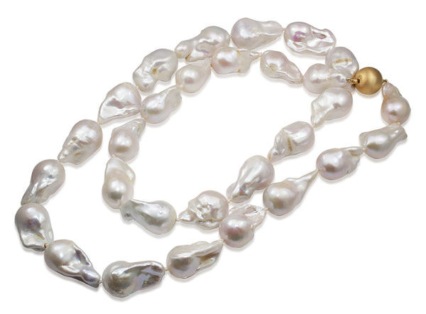 Fresh Water Baroque Pearl Necklace on 14ct Yellow Gold Clasp