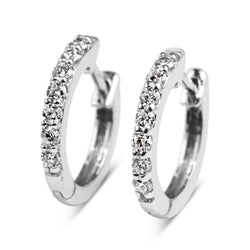 9ct White Gold Fine Diamond Hoop Earrings