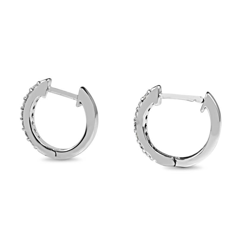 9ct White Gold Fine Diamond Hoop Earrings