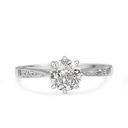 Platinum Old Cut Diamond Vintage Style Solitaire Ring