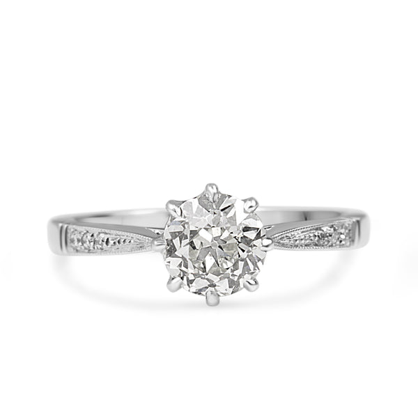 Platinum Old Cut Diamond Vintage Style Solitaire Ring
