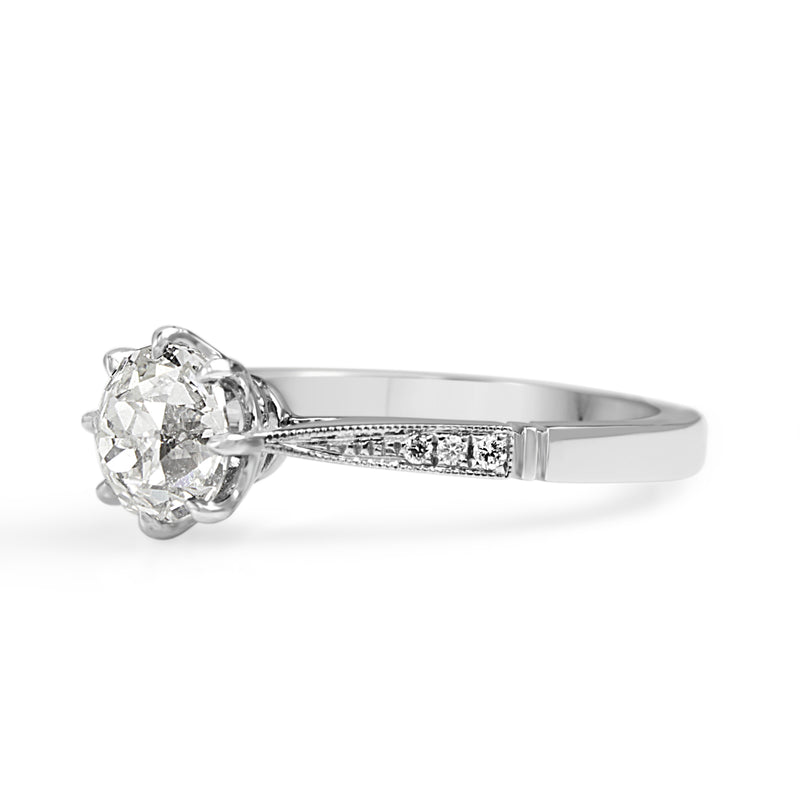 Platinum Old Cut Diamond Vintage Style Solitaire Ring