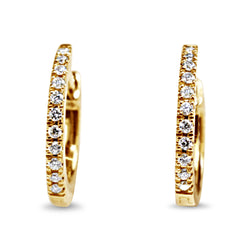 9ct Yellow Gold Fine Diamond Hoop Earrings