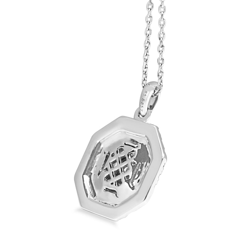 14ct White Gold Tension Set Diamond Halo Necklace