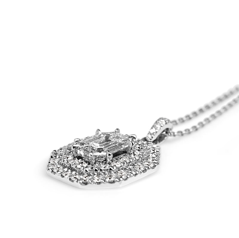 14ct White Gold Tension Set Diamond Halo Necklace