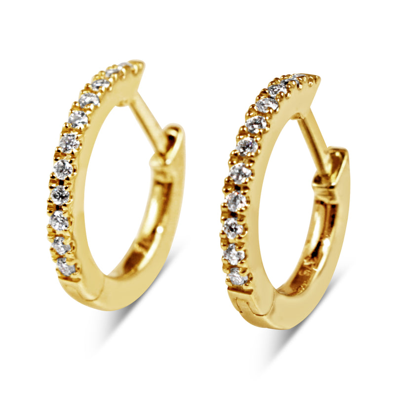 9ct Yellow Gold Fine Diamond Hoop Earrings
