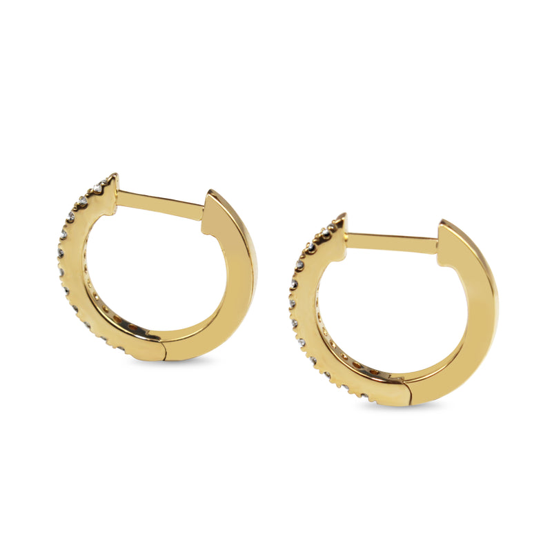 9ct Yellow Gold Fine Diamond Hoop Earrings