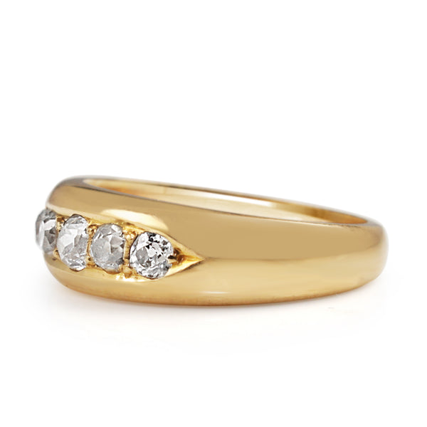 18ct Yellow Gold Antique Old Cut Diamond 5 Stone Ring