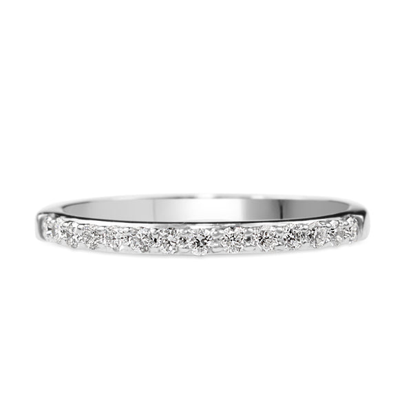 18ct White Gold 2mm Diamond Half Hoop Band Ring