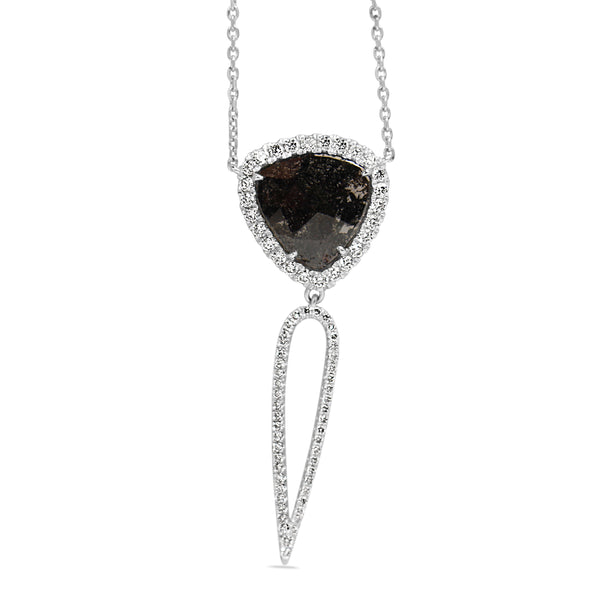18ct White Gold Salt and Pepper Diamond Slice Necklace