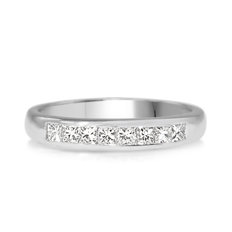 18ct White Gold Princess Cut Diamond Channel Set Band Ring