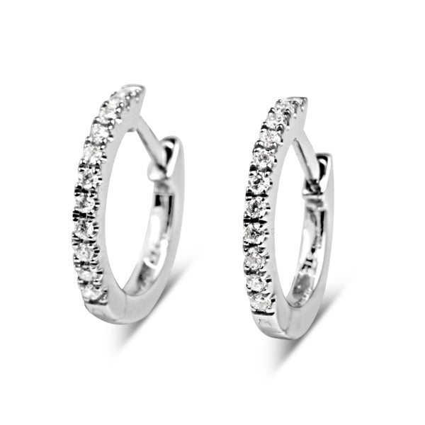 9ct White Gold Fine Diamond Hoop Earrings