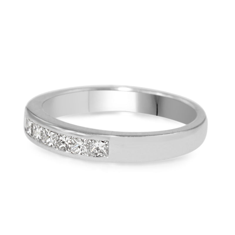 18ct White Gold Princess Cut Diamond Channel Set Band Ring